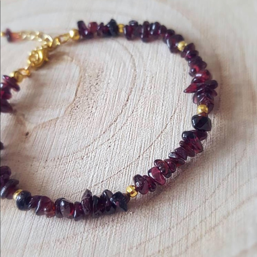 Raw Garnet gemstone gold bracelet